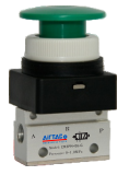 CM3PMS05G AIRTAC MANUAL VALVES, CM3 SERIES MUSHROOM TYPE COMPACT 3 WAY 2 POSITION N.C, M5 PORTS GREEN BUTTON
